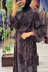 ŞİFON KUMAŞ ETNİK DESENLİ ELBİSE KOD: 26250